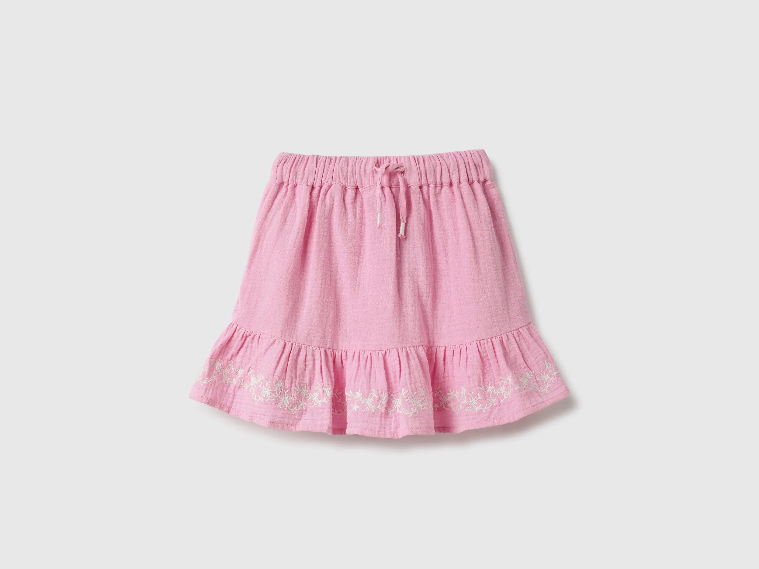 Embroidered Regular Fit Ruffled Skirt