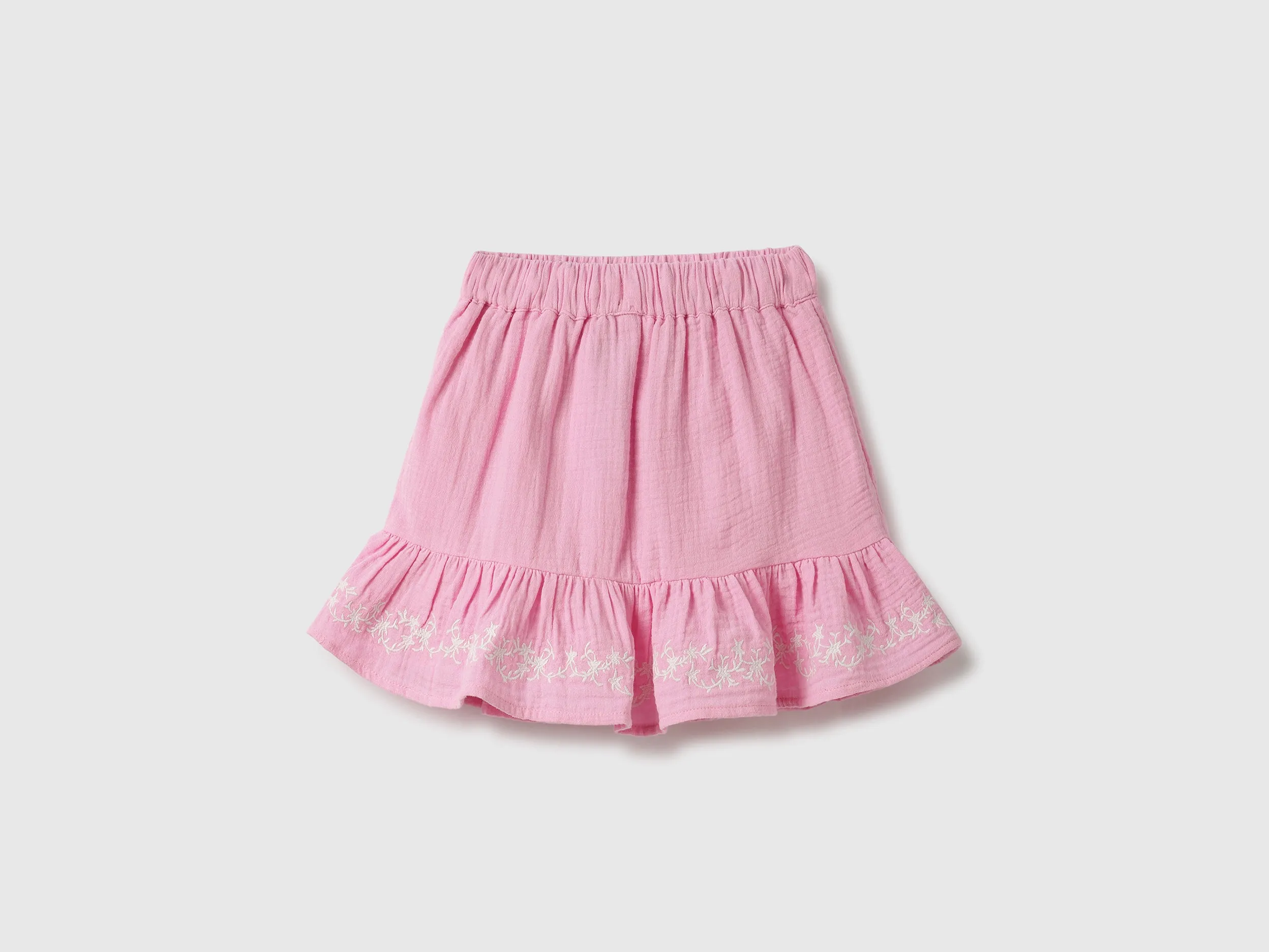 Embroidered Regular Fit Ruffled Skirt