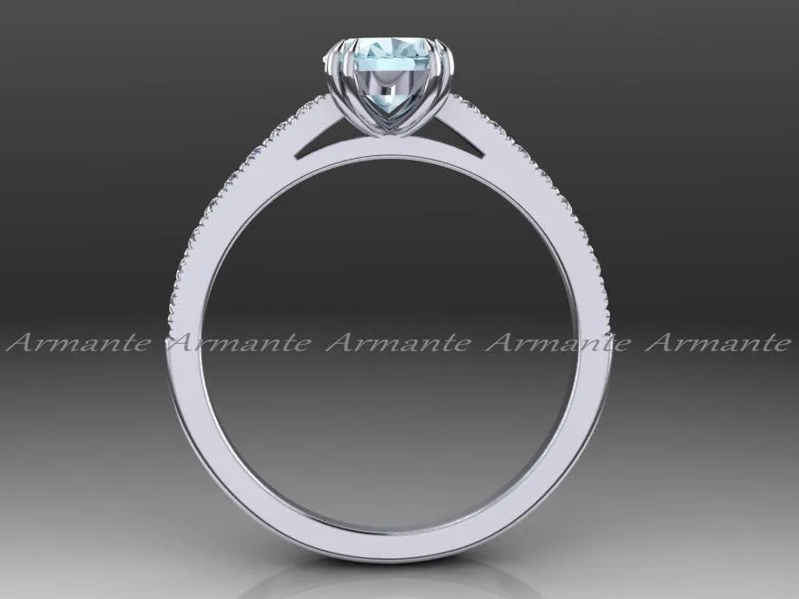 Engagement Ring Set, Aquamarine and Diamond