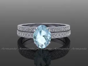 Engagement Ring Set, Aquamarine and Diamond