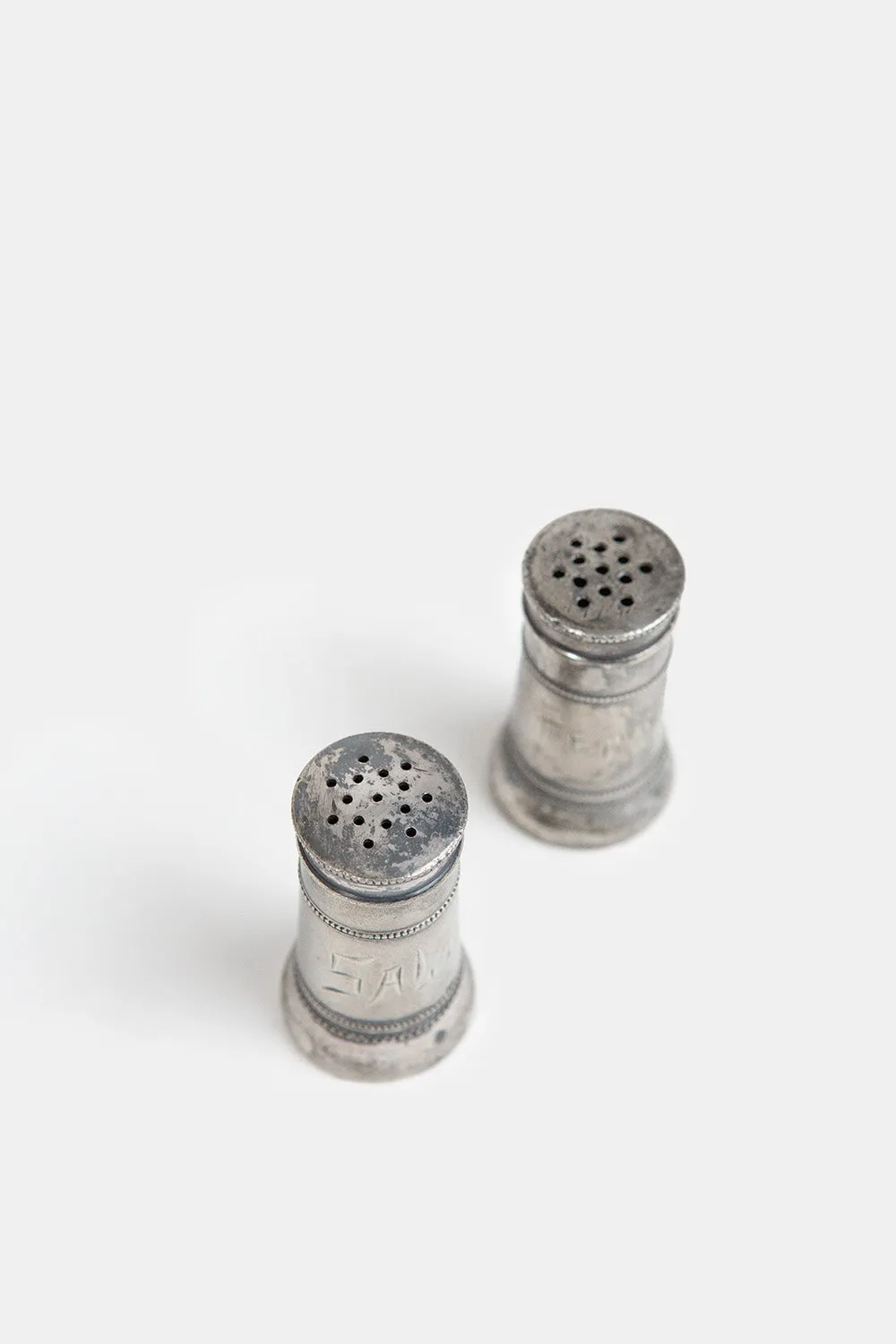 Engraved Silver Salt And Pepper Shaker Set