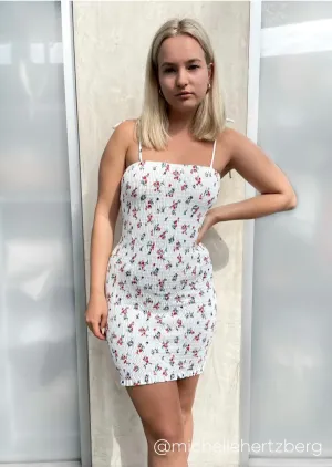 Esther Floral Smocked Mini Dress - Ivory/Floral