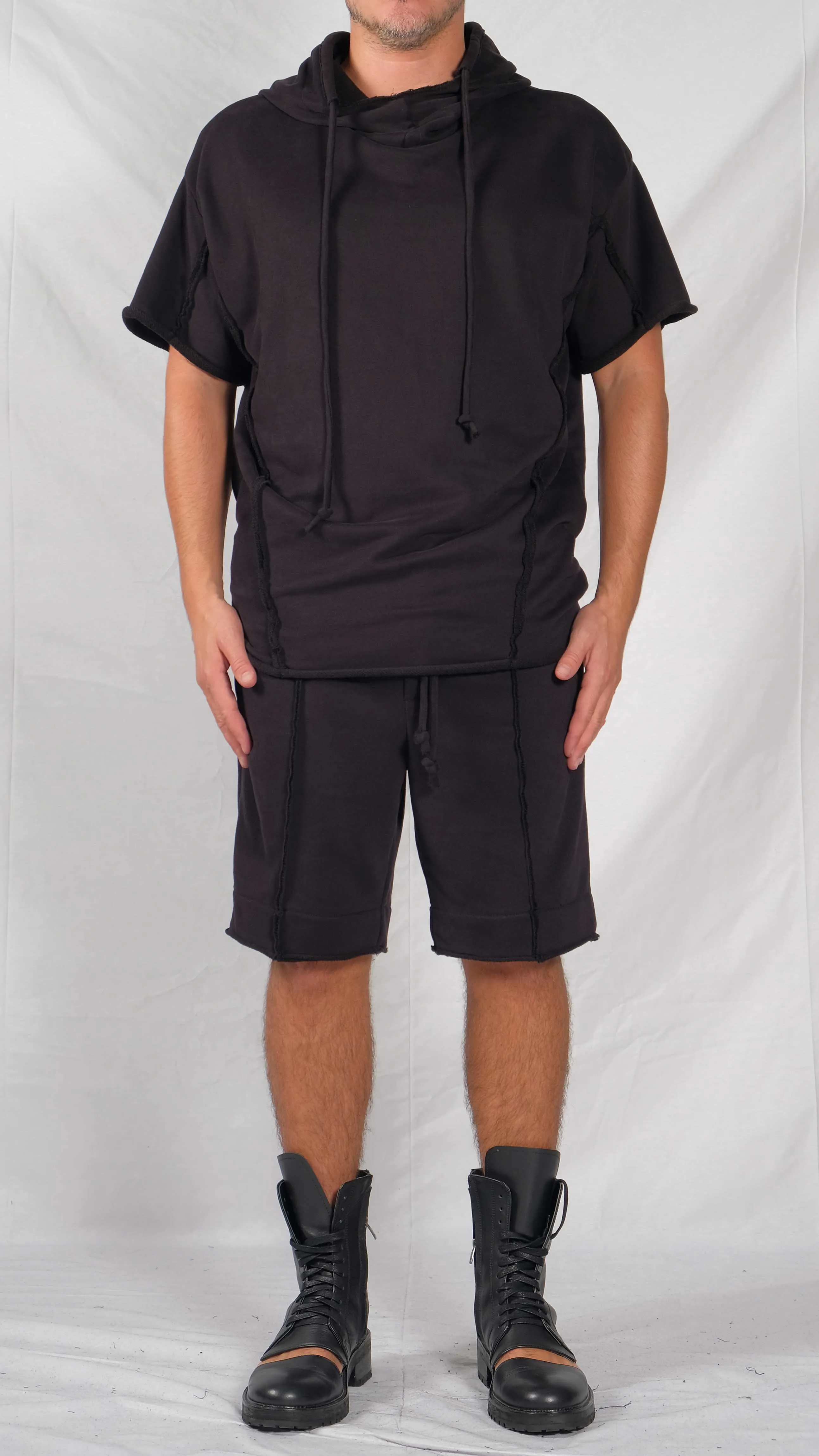 Exposed Stitch Top with Hood
