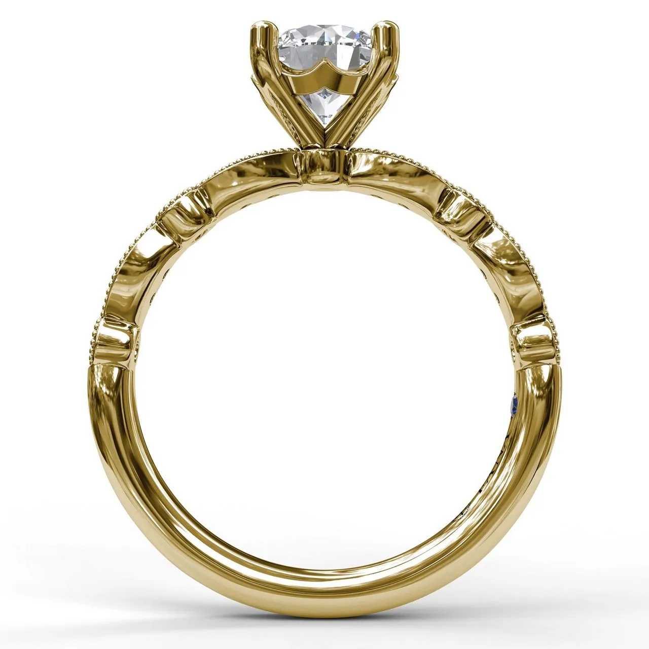 Fana Classic Diamond Engagement Ring with Detailed Milgrain Band