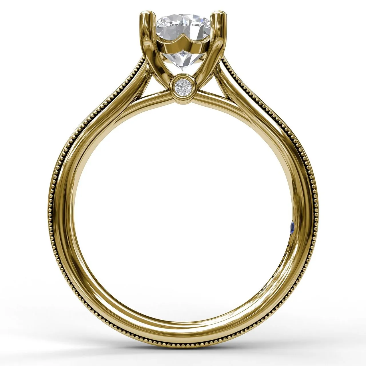 Fana Round Cut Solitaire With Milgrain-Edged Band