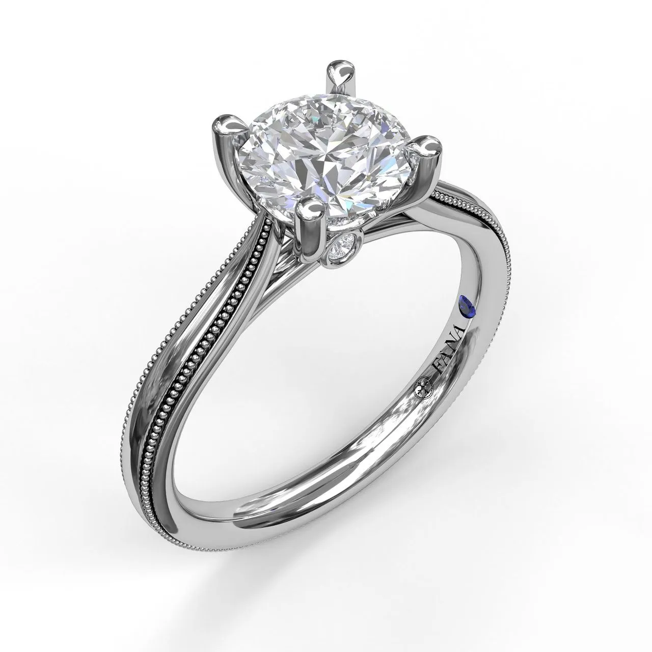 Fana Round Cut Solitaire With Milgrain-Edged Band