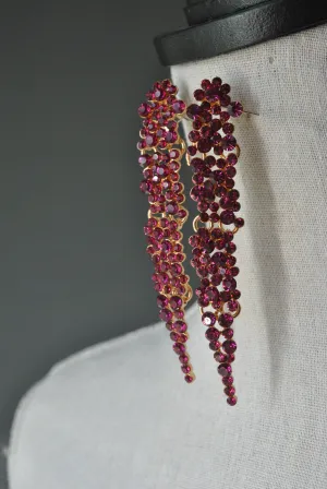 FASHION COLLECTION - FUSCHIA PINK CRYSTALS STATEMENT EARRINGS