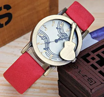 Fashion Tuitar Music Casual Watch for Women, Leather Strap