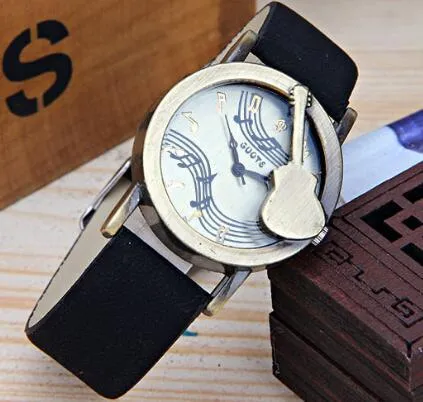 Fashion Tuitar Music Casual Watch for Women, Leather Strap