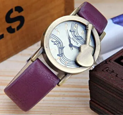 Fashion Tuitar Music Casual Watch for Women, Leather Strap
