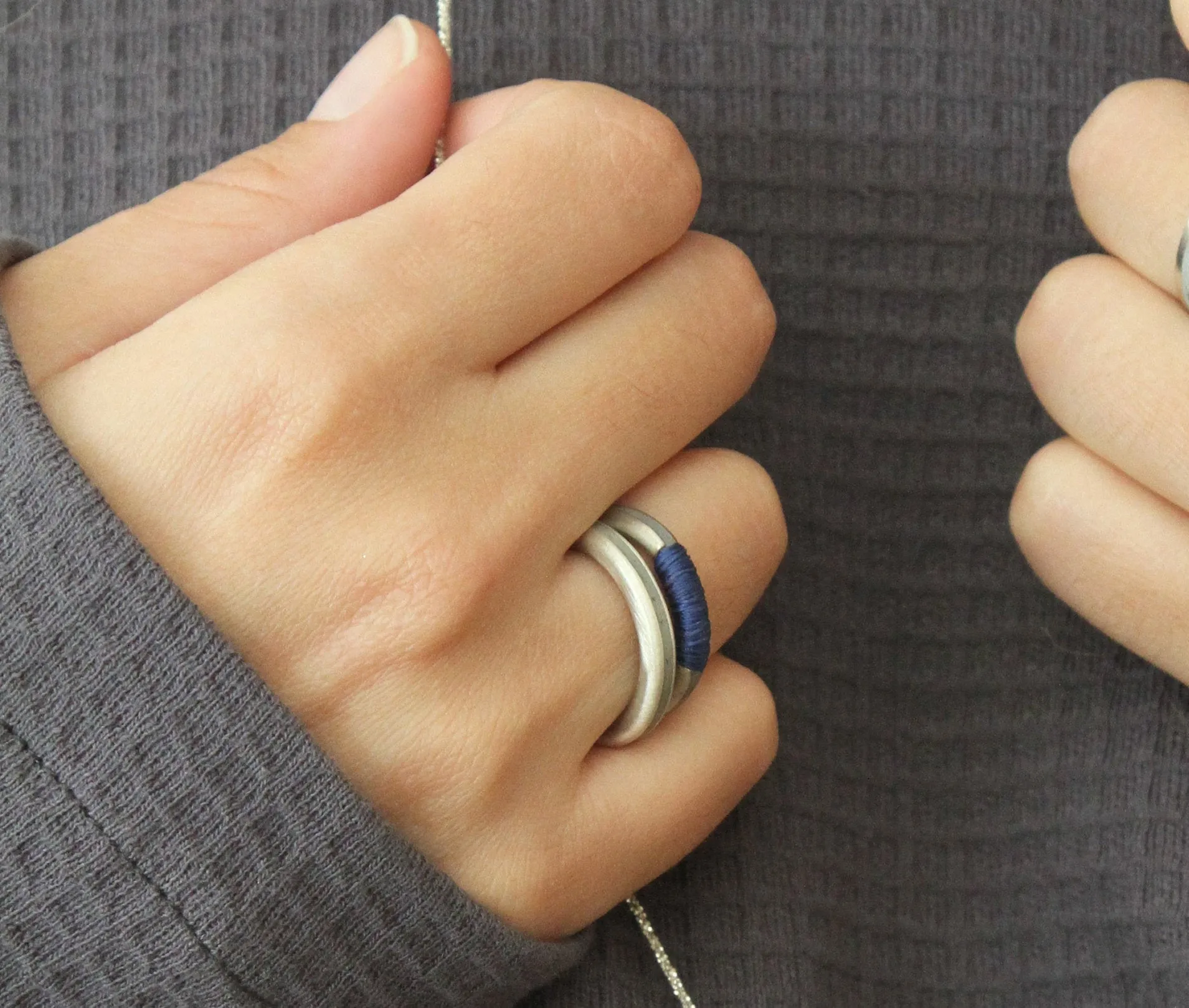 Fashion unique Silver And Blue Ring