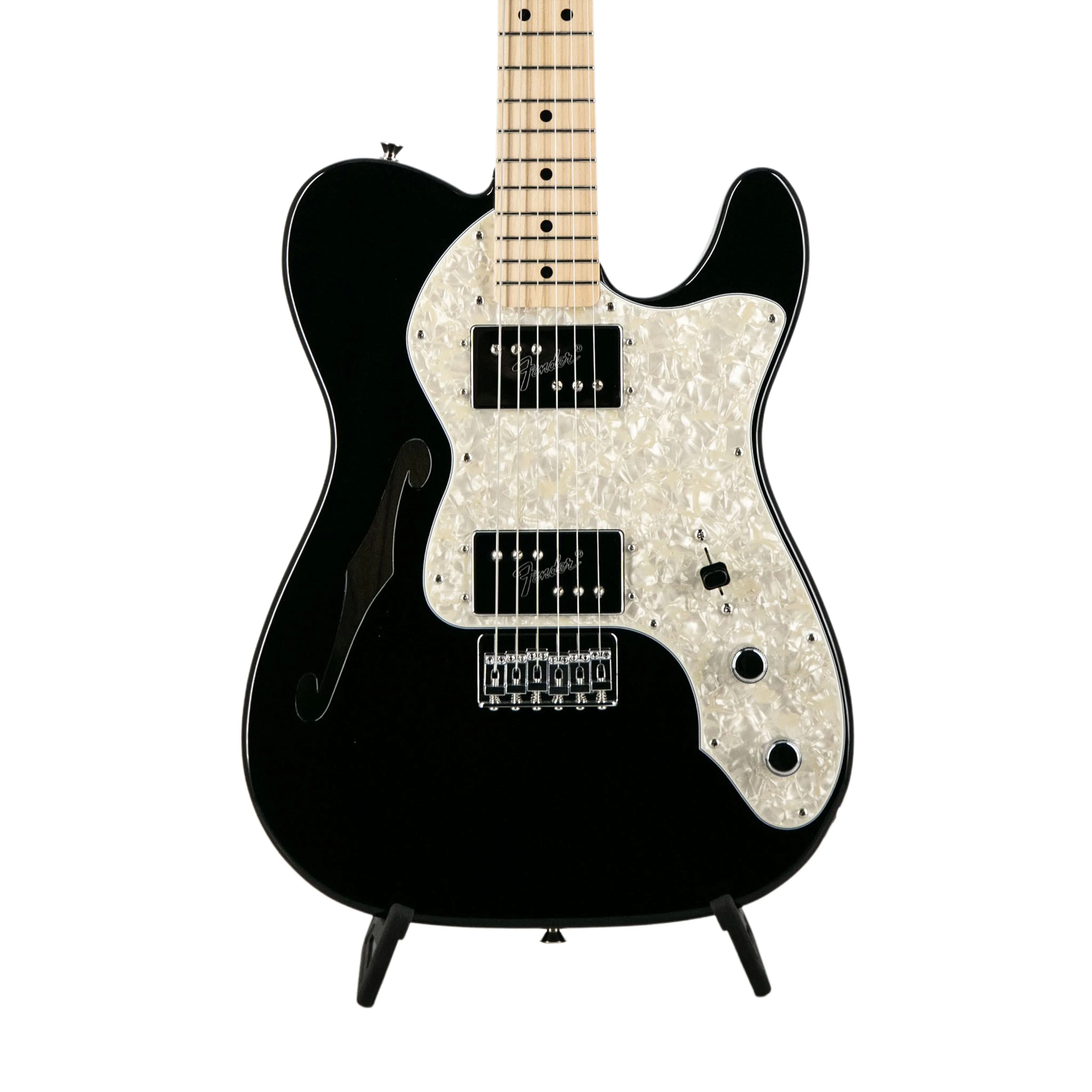 Fender FSR Collection Traditional 70s Telecaster Thinline Electric Guitar, Maple FB, Black