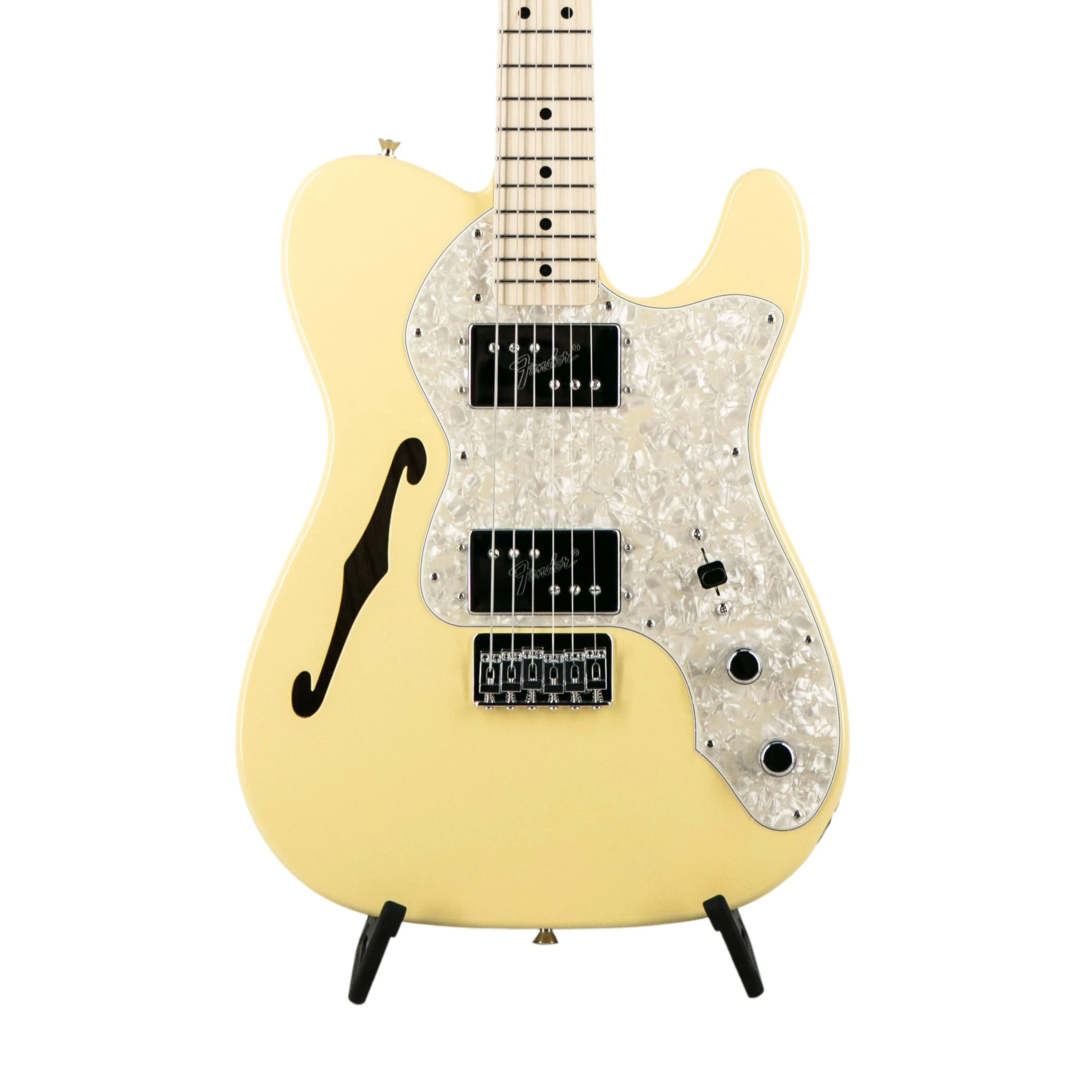 Fender FSR Collection Traditional 70s Telecaster Thinline Electric Guitar, Maple FB, Vintage White