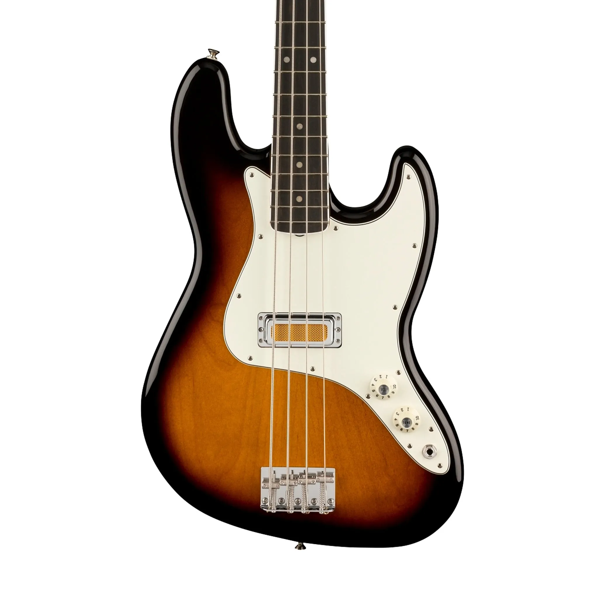 Fender Gold Foil Jazz Bass 4-String Bass Guitar, Ebony FB, 2-Color Sunburst