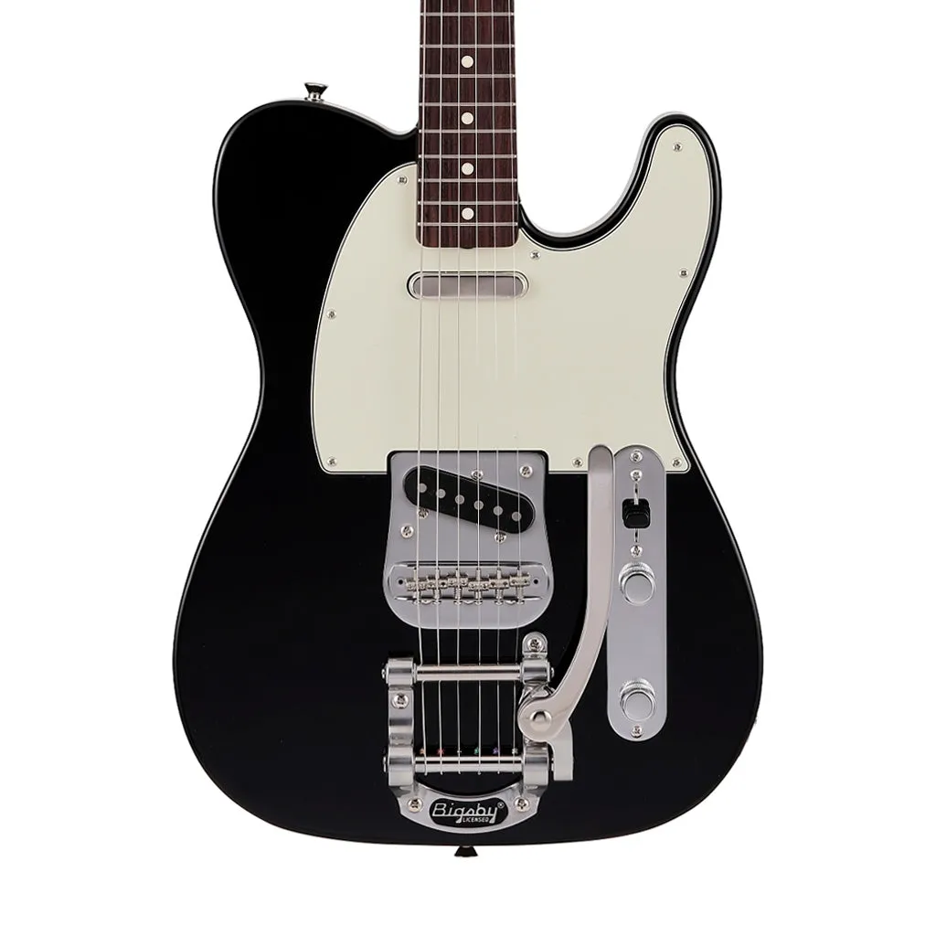 Fender Japan Ltd Ed Traditional 60s Telecaster Electric Guitar w/Bigsby, RW FB, Black