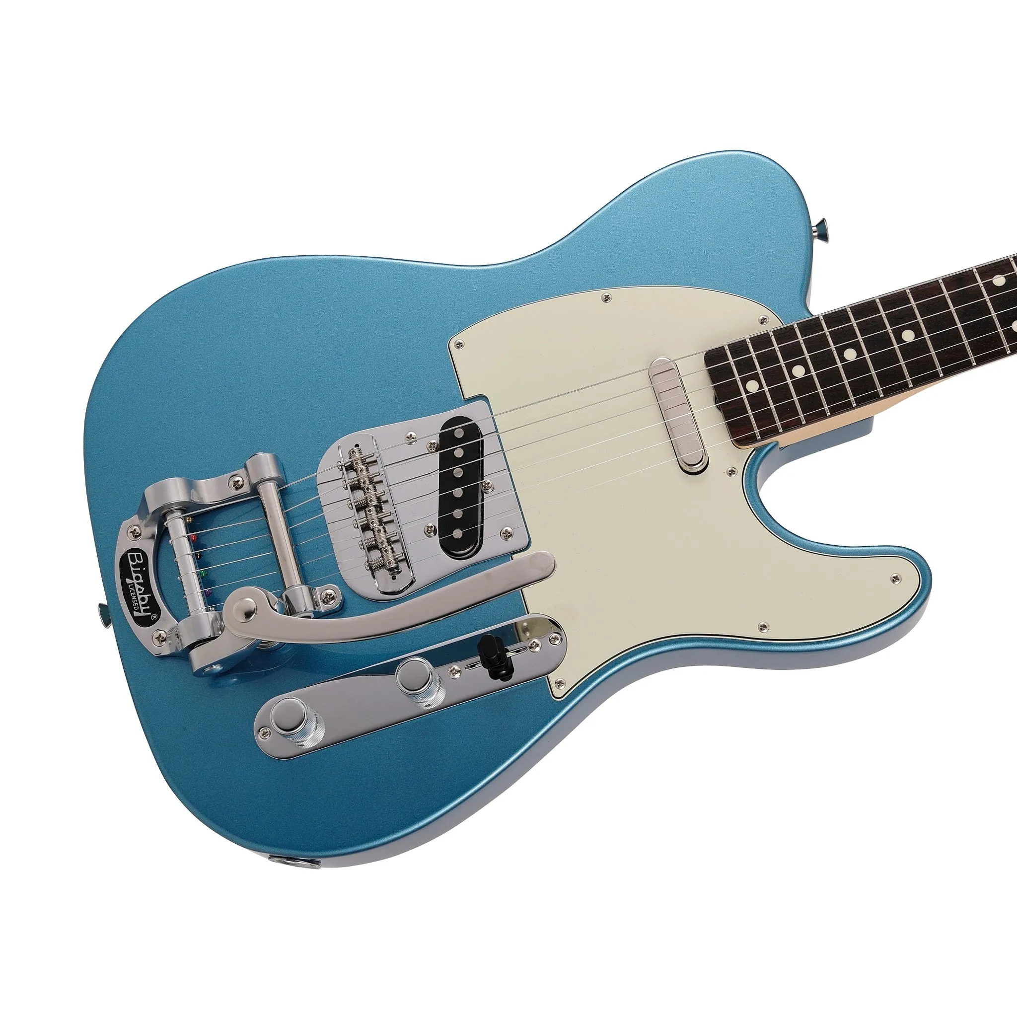 Fender Japan Ltd Ed Traditional 60s Telecaster Electric Guitar w/Bigsby, RW FB, Lake Placid Blue