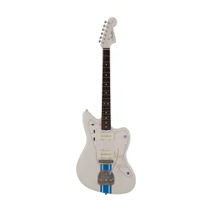 Fender Japan Traditional II 60s Jazzmaster Electric Guitar, RW FB, Olympic White / Blue Stripes