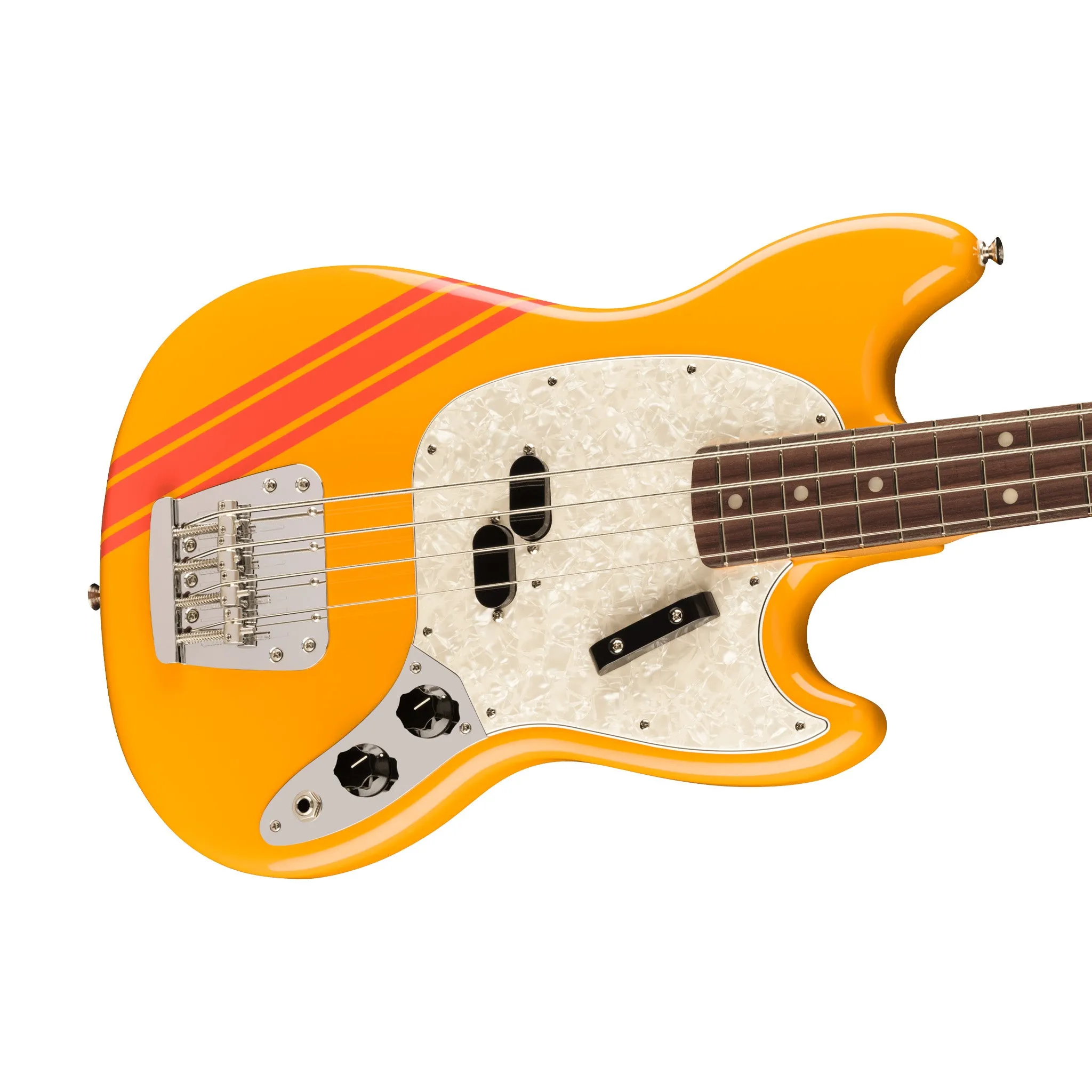 Fender Vintera II 70s Mustang Bass Electric Guitar, RW FB, Competition Orange