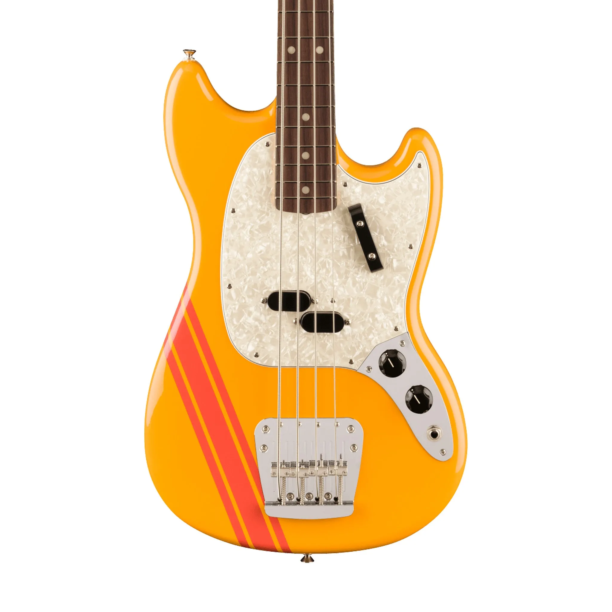 Fender Vintera II 70s Mustang Bass Electric Guitar, RW FB, Competition Orange