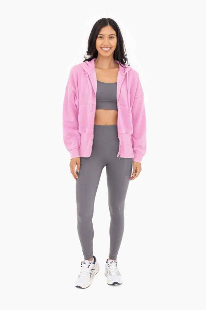 Fleece Hoodie Jacket with Tapered Sleeves