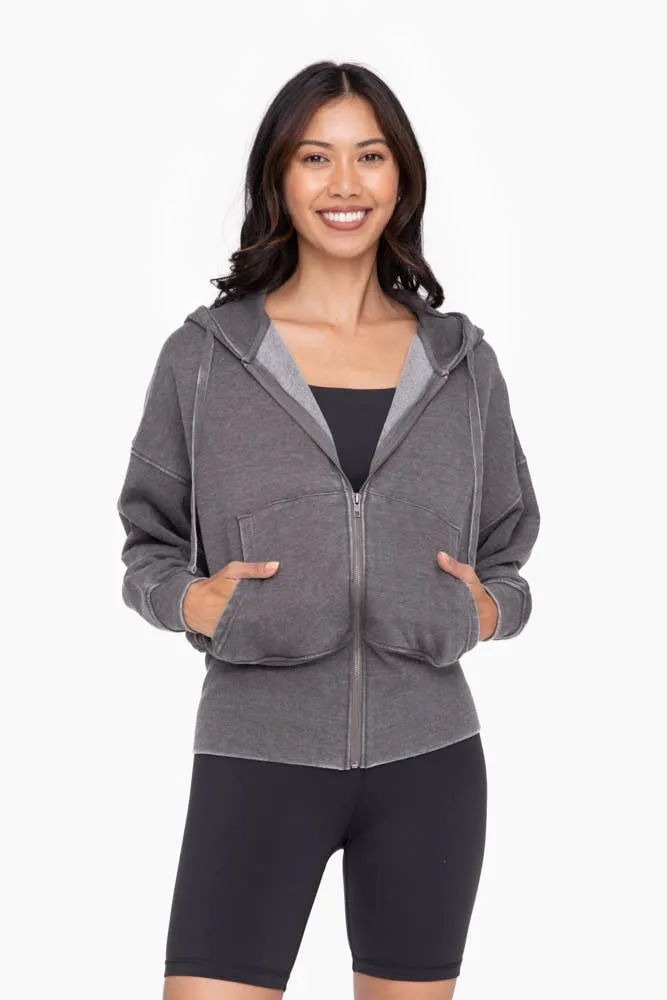 Fleece Hoodie Jacket with Tapered Sleeves