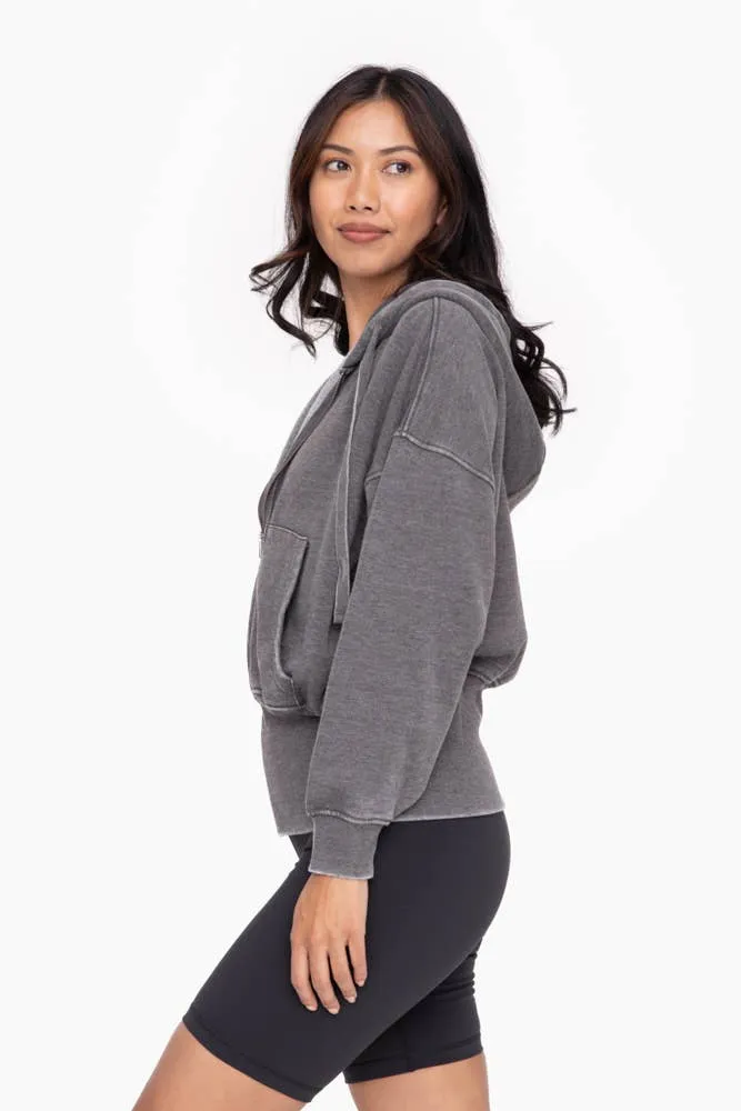 Fleece Hoodie Jacket with Tapered Sleeves