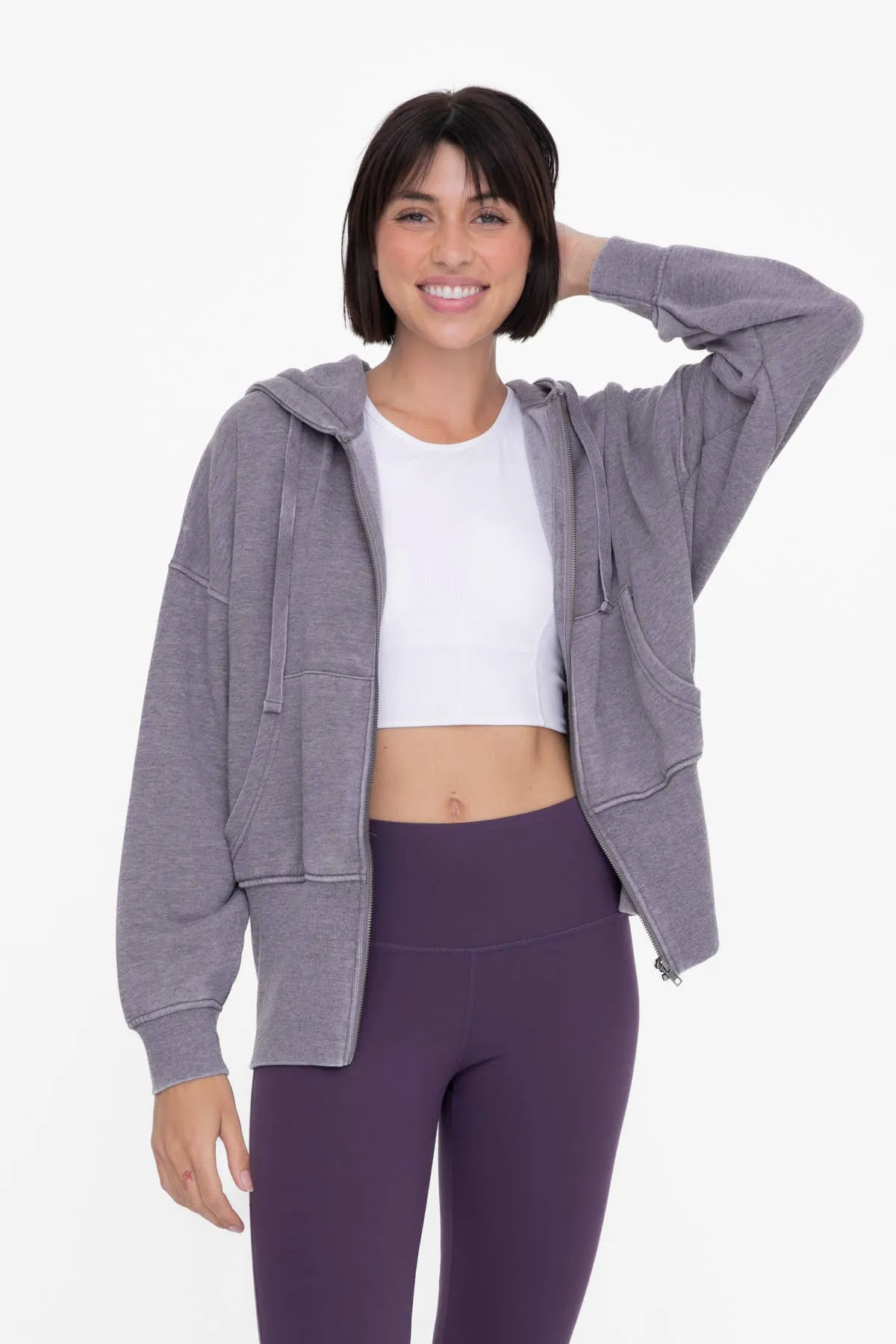 Fleece Hoodie Jacket with Tapered Sleeves
