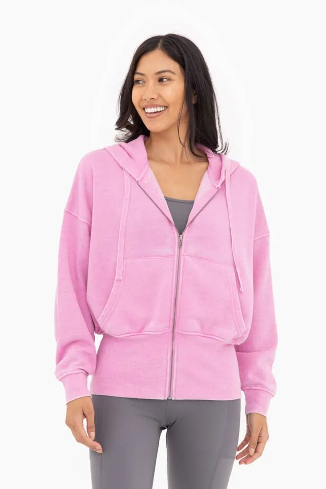 Fleece Hoodie Jacket with Tapered Sleeves