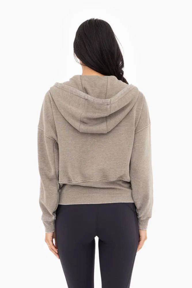Fleece Hoodie Jacket with Tapered Sleeves