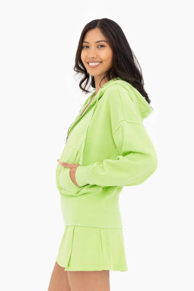 Fleece Hoodie Jacket with Tapered Sleeves