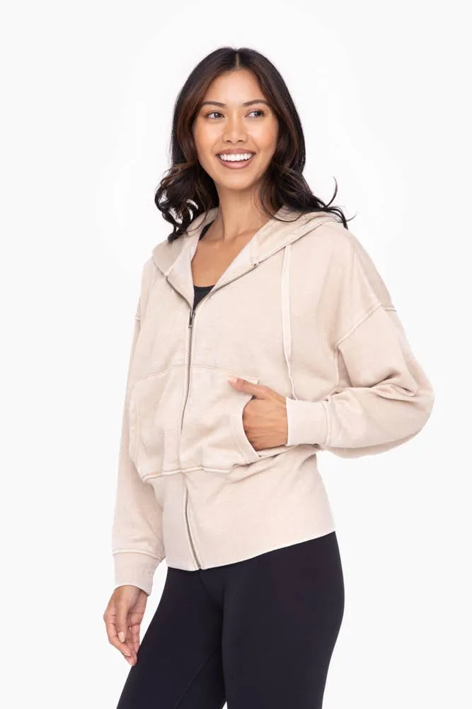 Fleece Hoodie Jacket with Tapered Sleeves