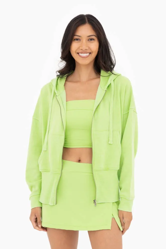 Fleece Hoodie Jacket with Tapered Sleeves