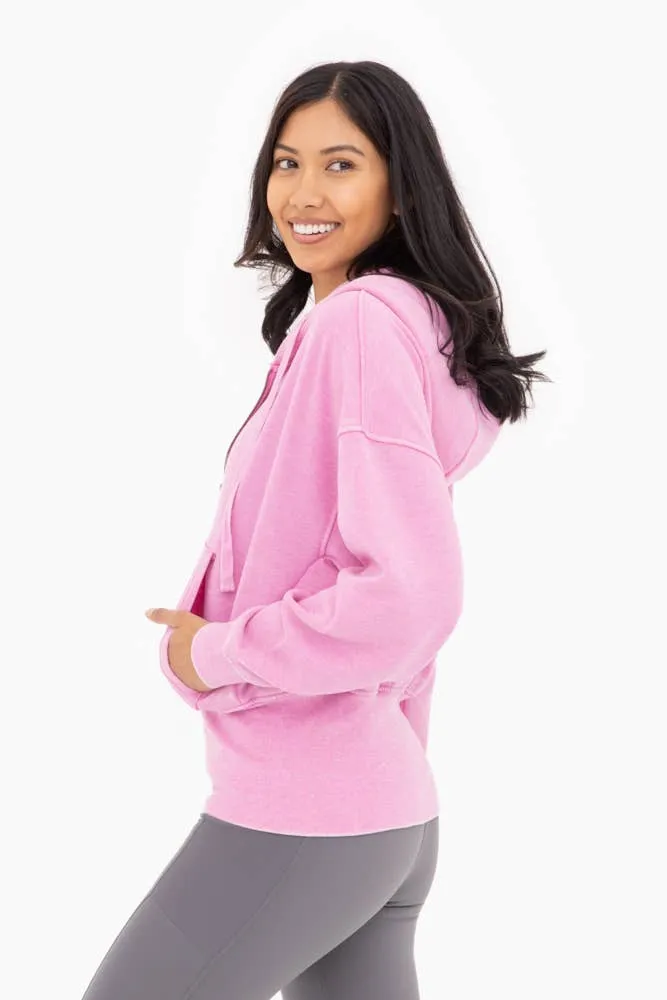 Fleece Hoodie Jacket with Tapered Sleeves
