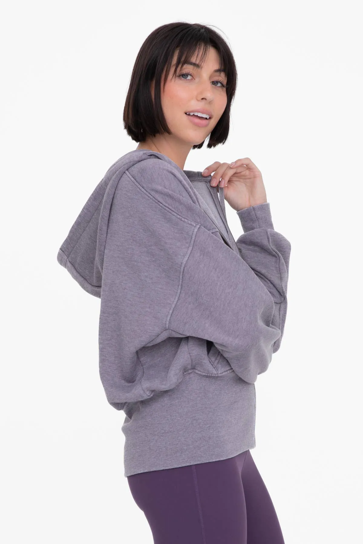 Fleece Hoodie Jacket with Tapered Sleeves