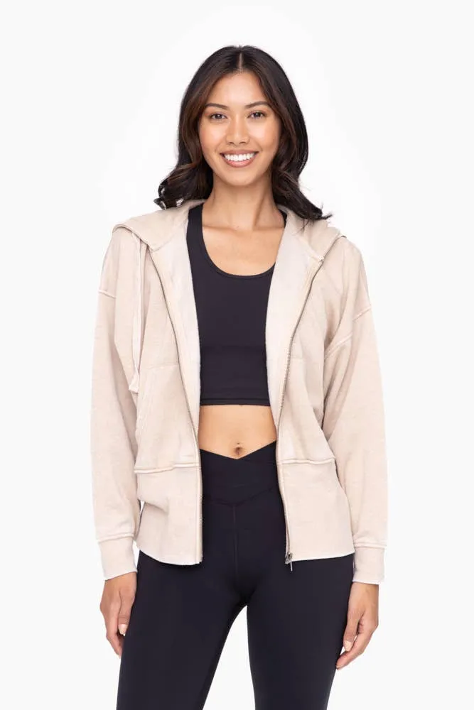 Fleece Hoodie Jacket with Tapered Sleeves