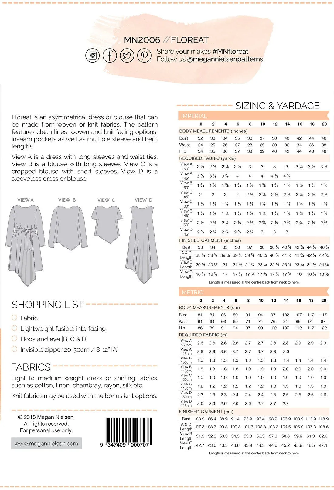Floreat dress & top pattern -- Megan Nielsen