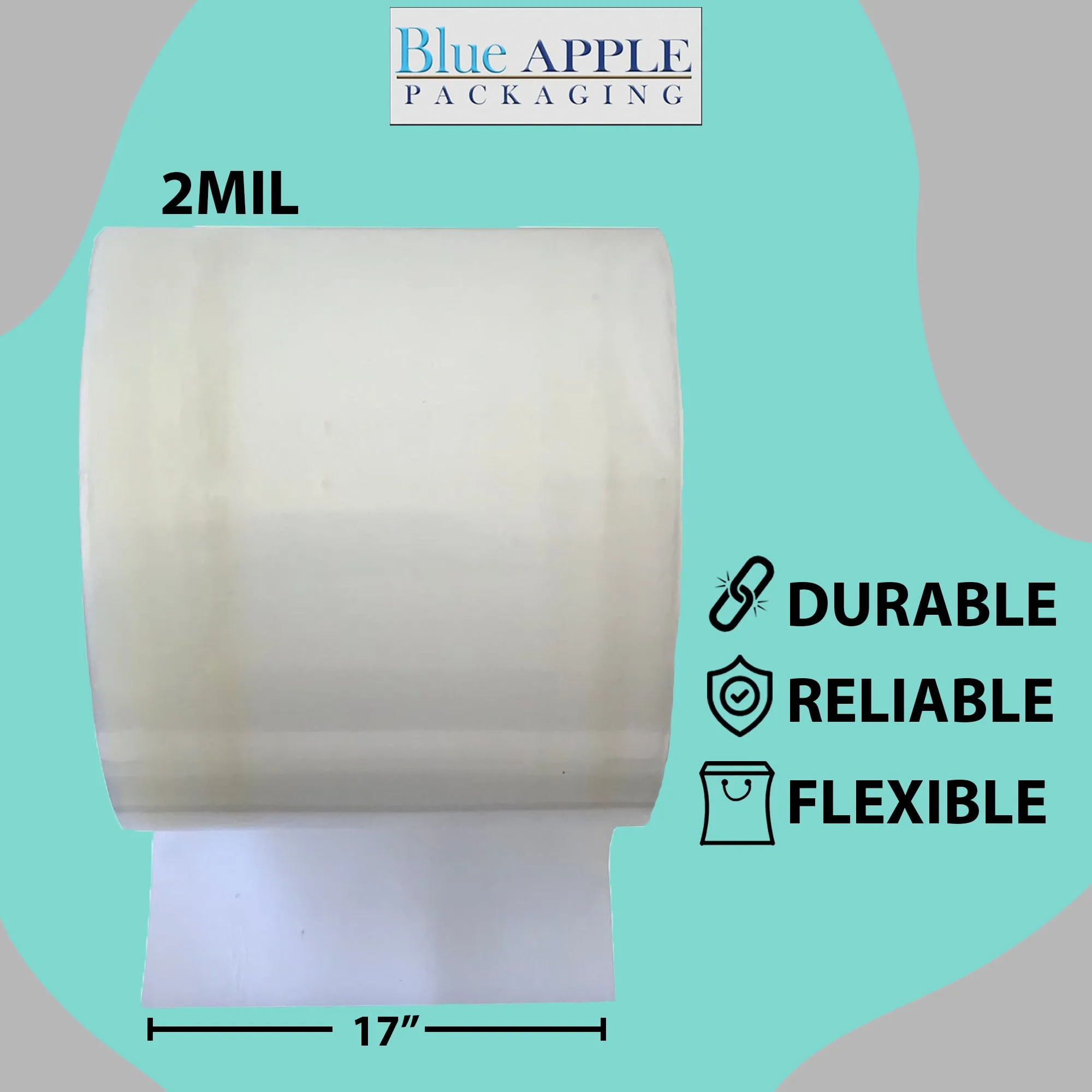 Food Grade Poly Tubing Roll Bags 2Mil 17x2150ft- Impulse Heat Sealer