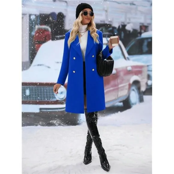 Franclia Double-breasted Woolen Coat With Turn-down Collar