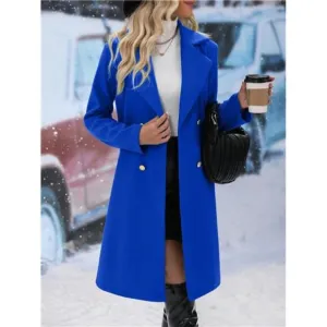 Franclia Double-breasted Woolen Coat With Turn-down Collar