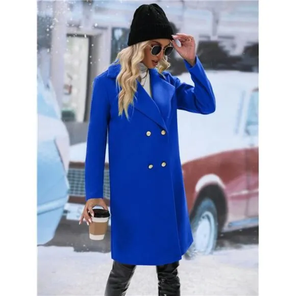 Franclia Double-breasted Woolen Coat With Turn-down Collar