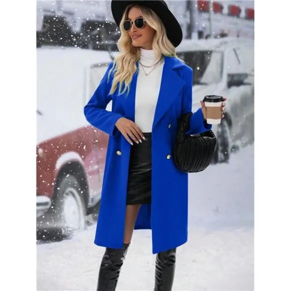 Franclia Double-breasted Woolen Coat With Turn-down Collar