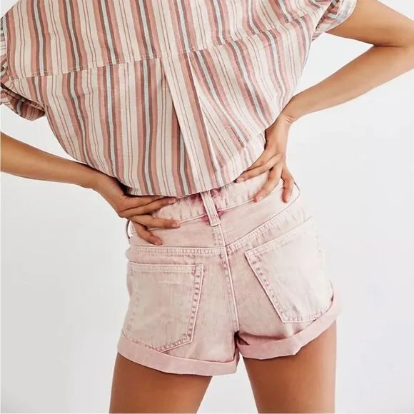 FREE PEOPLE x WE THE FREE Romeo Rolled Cut Off Denim Short in Mauve Swoon, 24