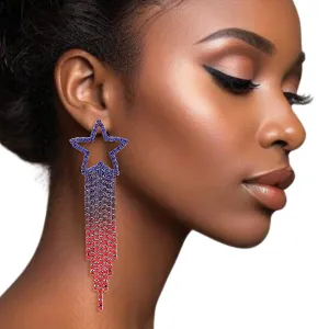 Fringe Earrings Star USA Bling