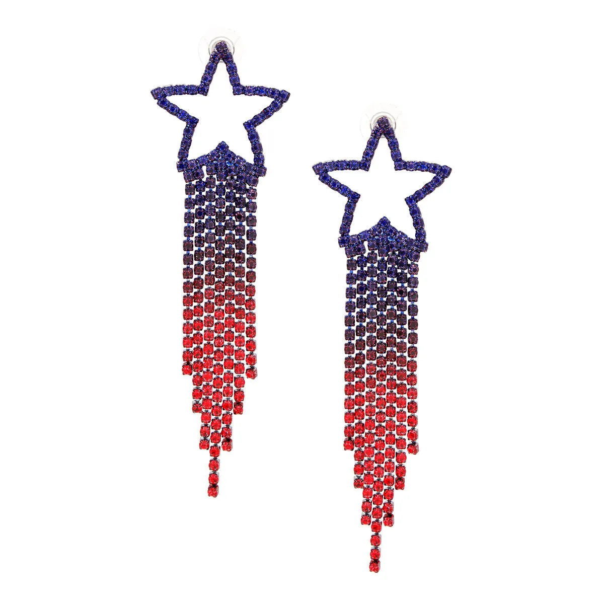 Fringe Earrings Star USA Bling