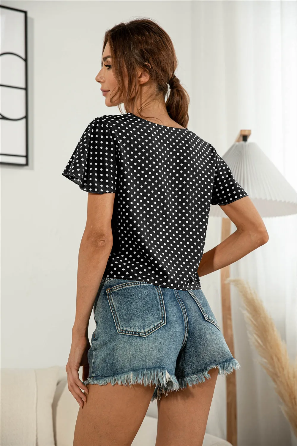 Front Tie Flutter Sleeve Blouse {4 Colors}