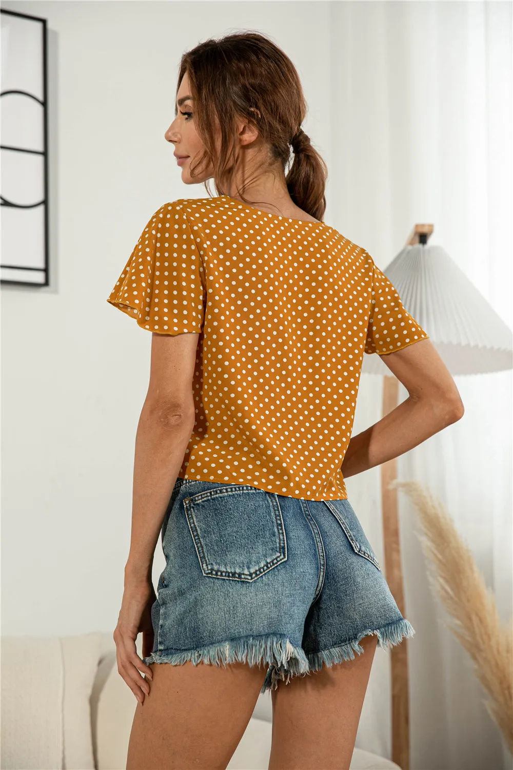 Front Tie Flutter Sleeve Blouse {4 Colors}