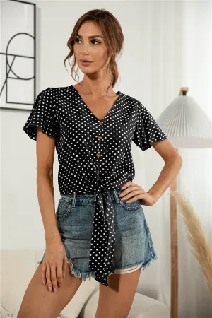 Front Tie Flutter Sleeve Blouse {4 Colors}