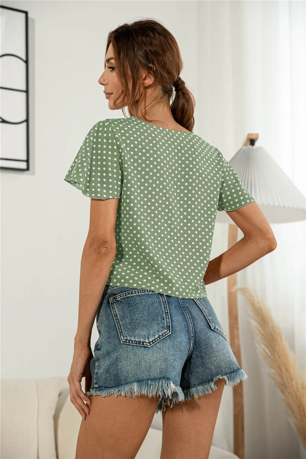 Front Tie Flutter Sleeve Blouse {4 Colors}