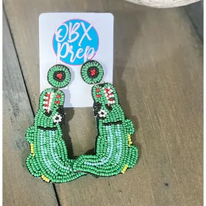 Gators Crocodile Seed Beaded Drop Earrings