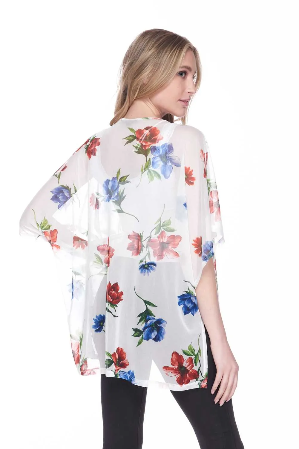 Gentile Windy Floral Light Open Front Cardigan